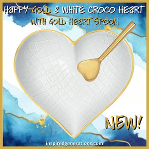 Happy Gold & White Croco Heart with Gold Heart Spoon - The Collective Park City