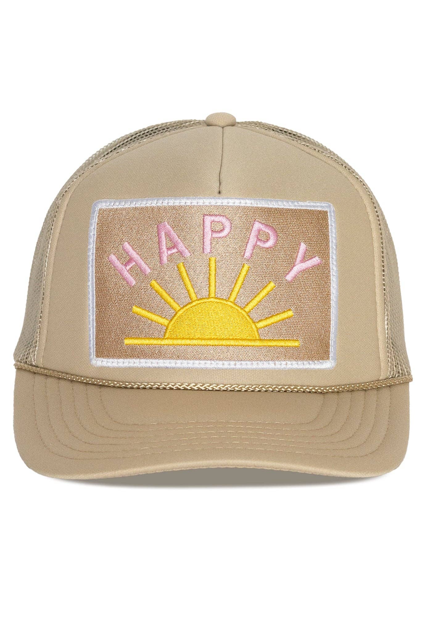 Happy Sun Trucker Hat in Tan - The Collective Park City