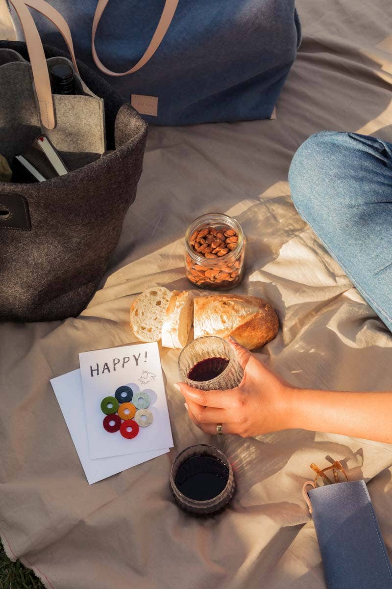Happy Wine-Ote's Merino Wool Felt Wine Marker Note Card - The Collective Park City