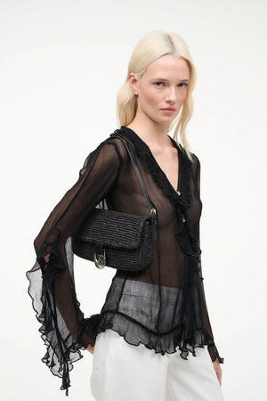 Harlow Raffia Bag - Black - The Collective Park City