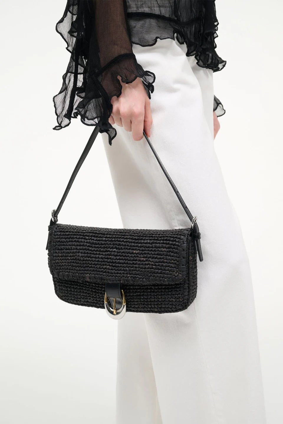 Harlow Raffia Bag - Black - The Collective Park City