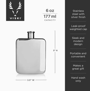 Harrison Polished Stainless Steel Flask - The Collective Park City