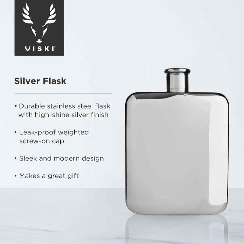 Harrison Polished Stainless Steel Flask - The Collective Park City