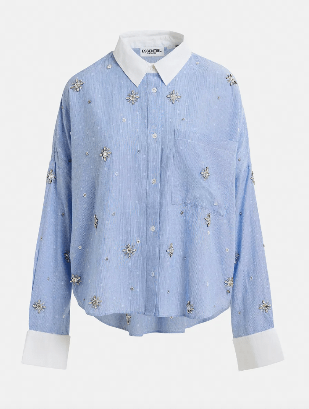 Helight Embellised Striped Button Down - The Collective Park City