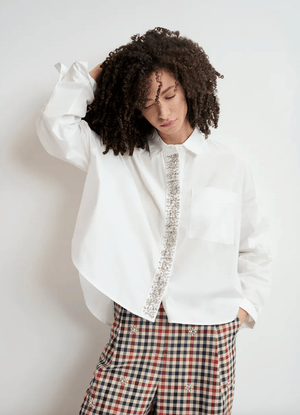 Hilver Ebellished Placket Button Down Top - The Collective Park City