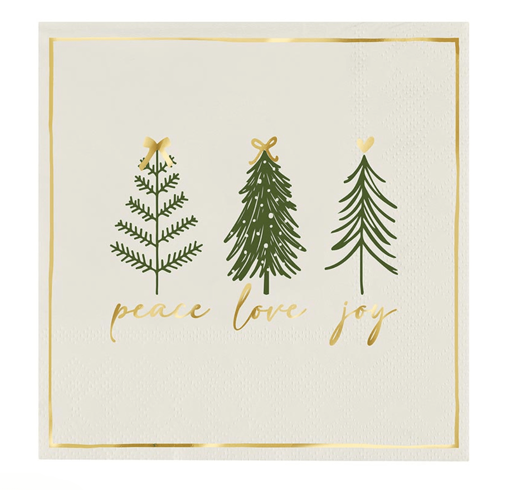 Holiday Cocktail Napkins - Peace, Love, Joy - The Collective Park City