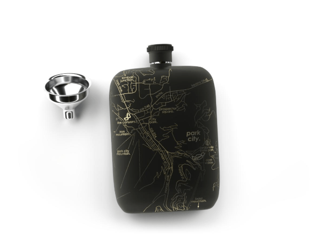 Hometown Maps Pocket Flask - Black - The Collective Park City