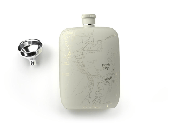 Hometown Maps Pocket Flask - White - The Collective Park City