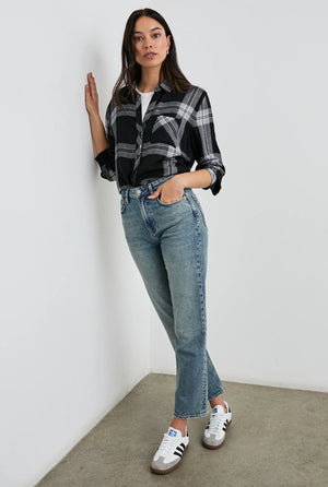 Hunter Button Down Top - Black Cinder - The Collective Park City