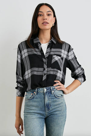 Hunter Button Down Top - Black Cinder - The Collective Park City