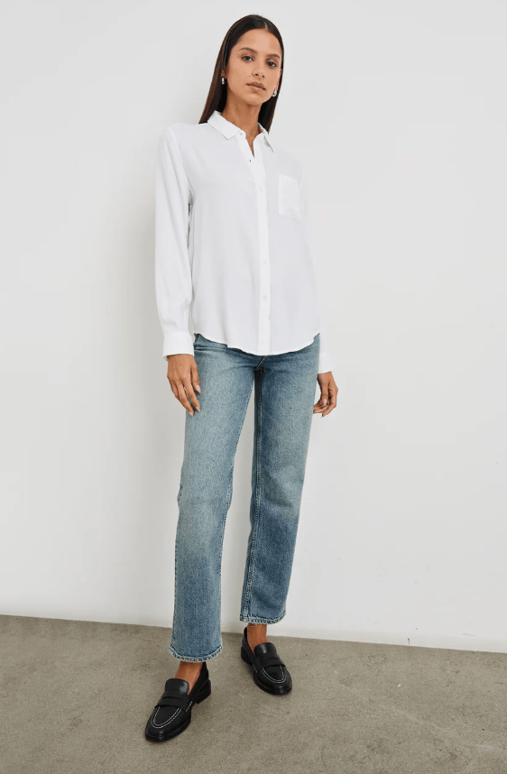 Hunter Button Down Top - Ivory Check - The Collective Park City