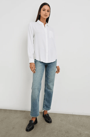 Hunter Button Down Top - Ivory Check - The Collective Park City