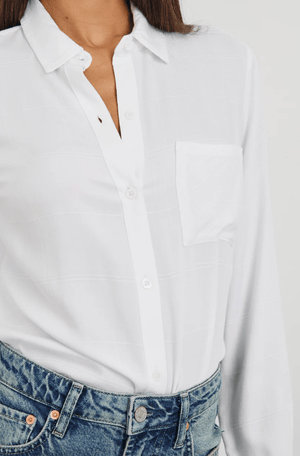 Hunter Button Down Top - Ivory Check - The Collective Park City