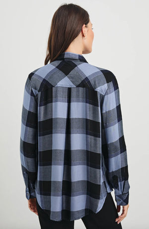 Hunter Button Down Top - Periwinkle Navy Silver - The Collective Park City