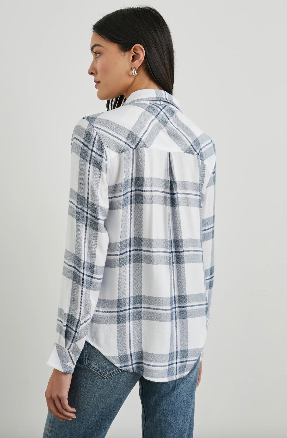 Hunter Button Down Top - White Indigo Melange - The Collective Park City