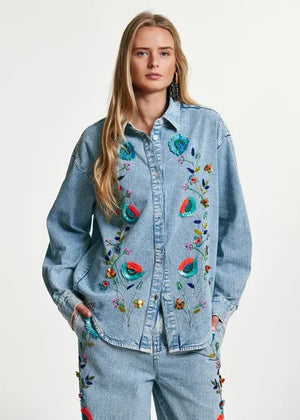 Icksonville Sequined Denim Shirt - The Collective Park City