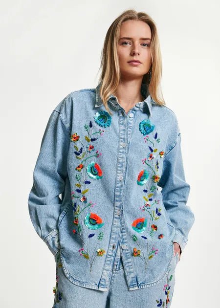 Icksonville Sequined Denim Shirt - The Collective Park City