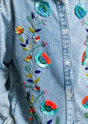 Icksonville Sequined Denim Shirt - The Collective Park City