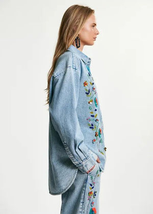 Icksonville Sequined Denim Shirt - The Collective Park City