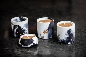 Concrete Swirl Candle - Sm Cylinder