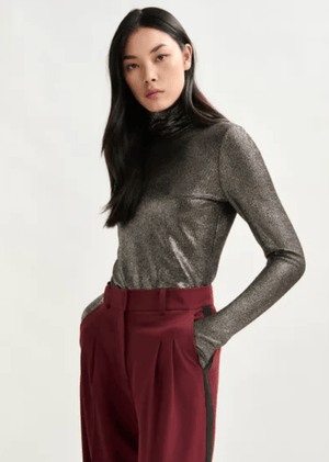 Ilevate Metallic Jersey Turtleneck Top - The Collective Park City