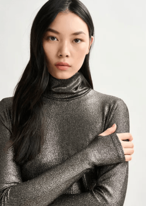 Ilevate Metallic Jersey Turtleneck Top - The Collective Park City