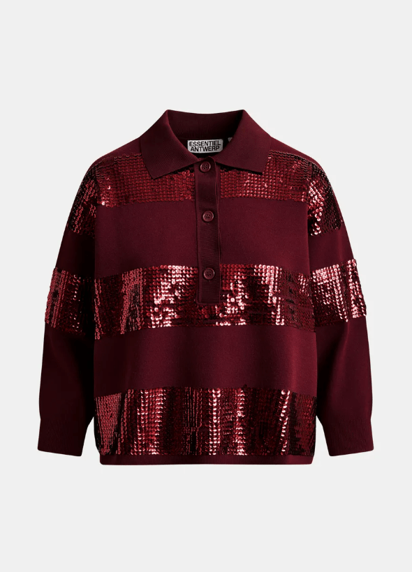 Illuminati Striped Sequin Knit Polo Top - The Collective Park City