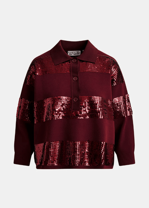 Illuminati Striped Sequin Knit Polo Top - The Collective Park City