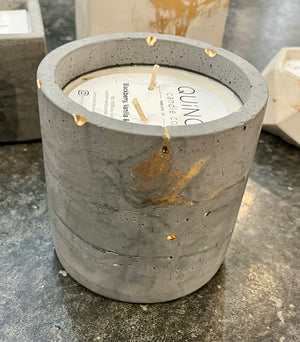 Concrete Black/Gold Candle - Lg Cylinder