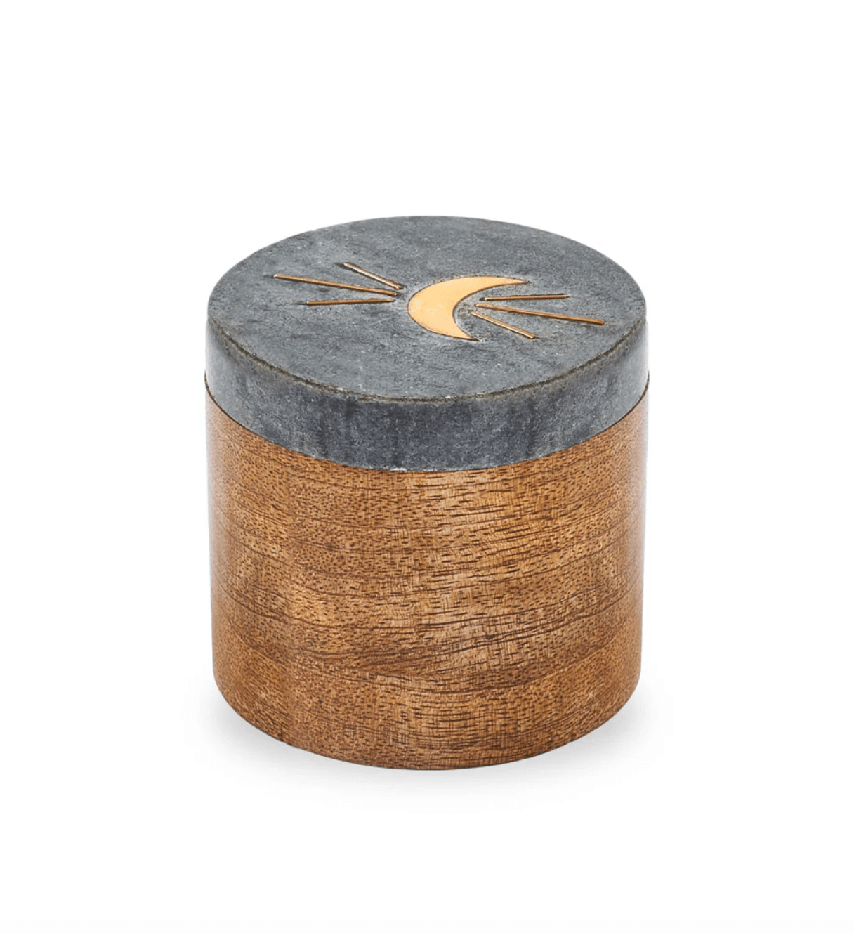 Indukala Moon Phase Round Keepsake Box - Black Marble, Wood, Brass - The Collective Park City