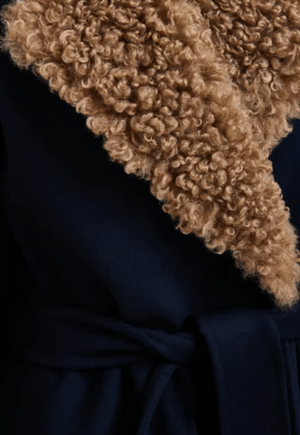 Irno Belted Coat w/Removable Fur Collar - The Collective Park City