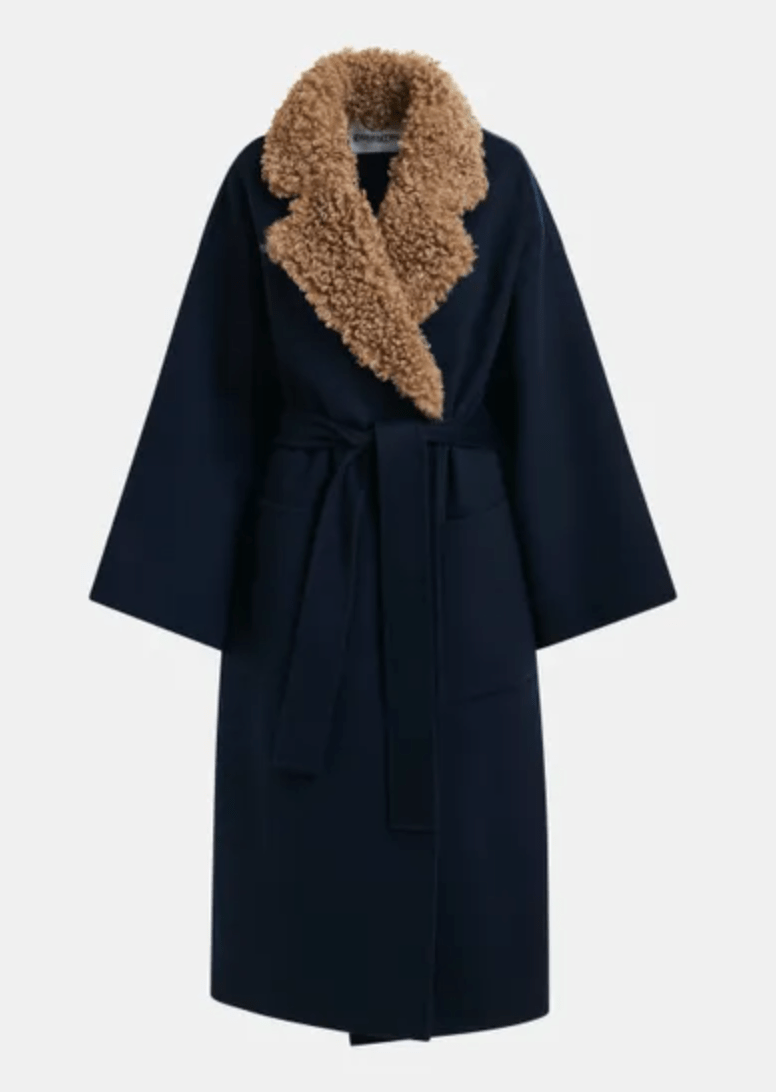 Irno Belted Coat w/Removable Fur Collar - The Collective Park City