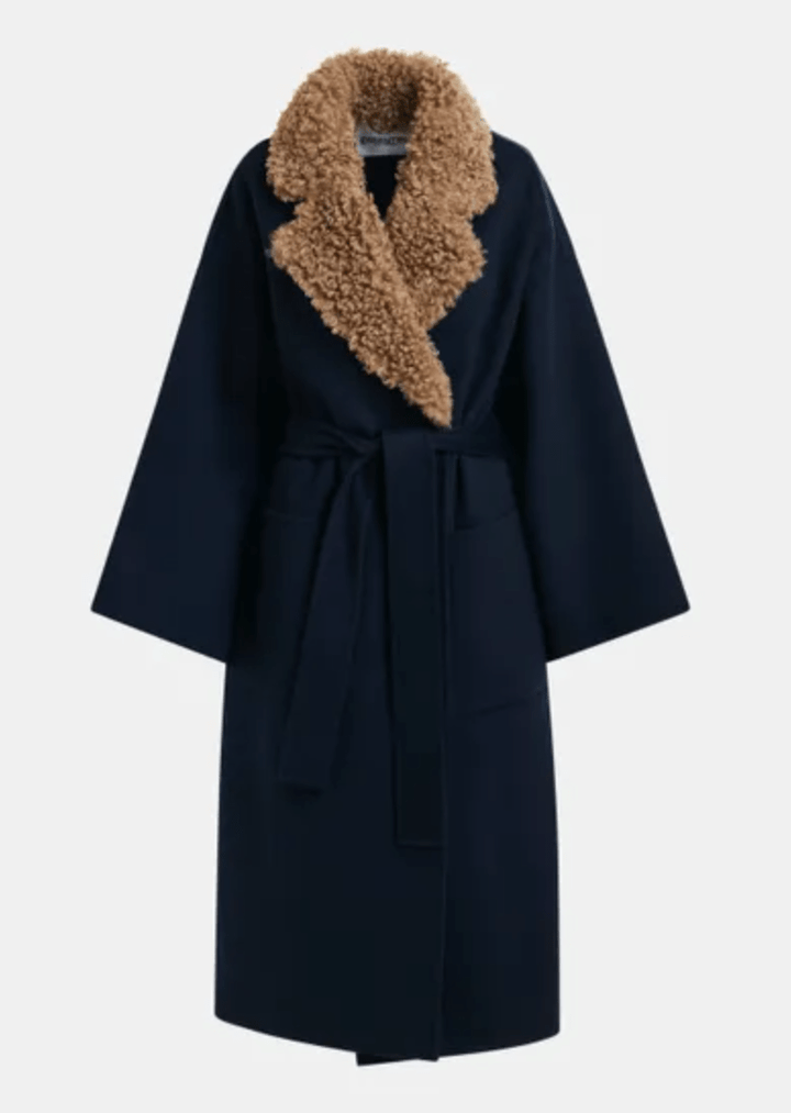 Irno Belted Coat w/Removable Fur Collar - The Collective Park City