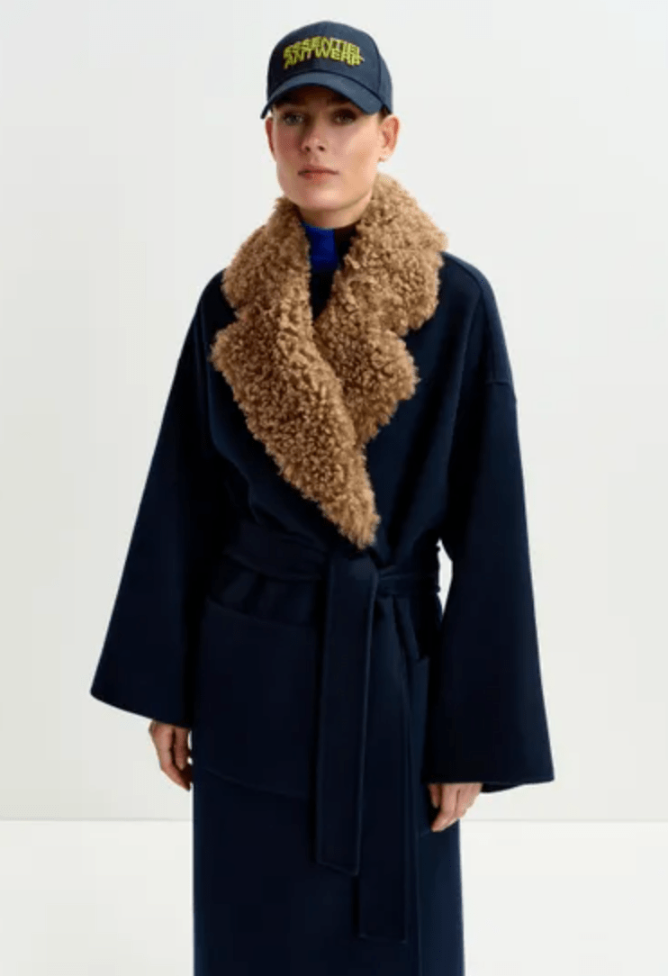 Irno Belted Coat w/Removable Fur Collar - The Collective Park City