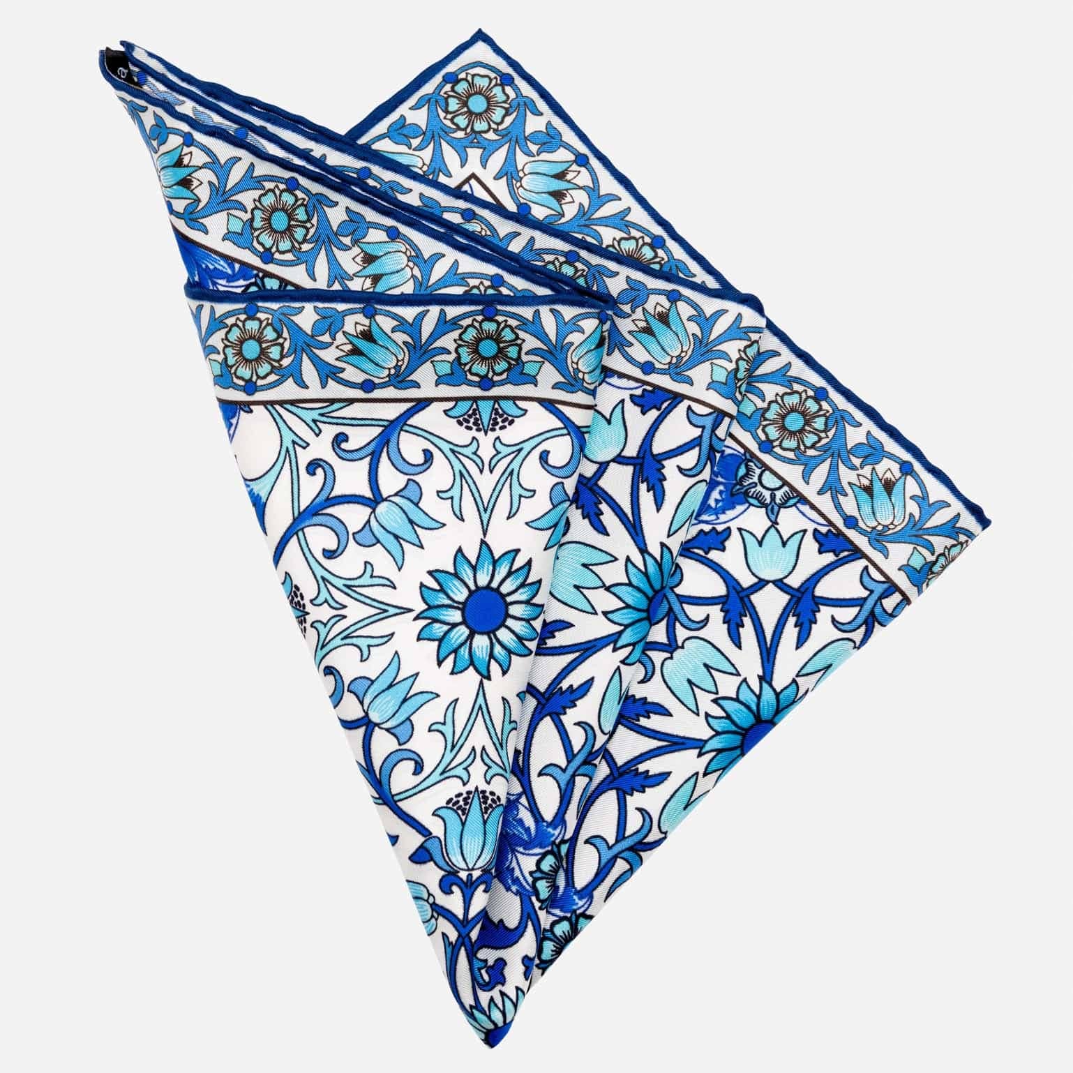 Itria - Silk Pocket Square Scarf - Blue - The Collective Park City