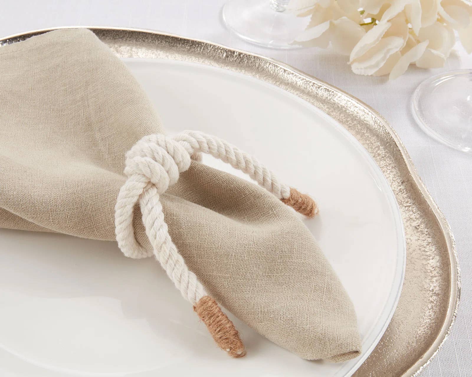 Ivory Knotted Rope Napkin Ring - The Collective Park City