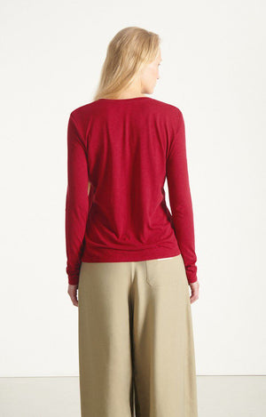 Jacksonville Long Sleeve Round - Neck T-shirt - Goji Berry - The Collective Park City