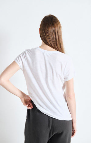 Jacksonville Short Sleeve Scoop-Neck Tee - Blanc - The Collective Park City