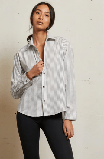 James Pinstripe Poplin Button Down Top - The Collective Park City