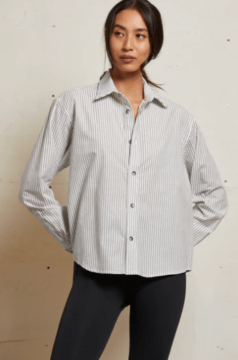 James Pinstripe Poplin Button Down Top - The Collective Park City