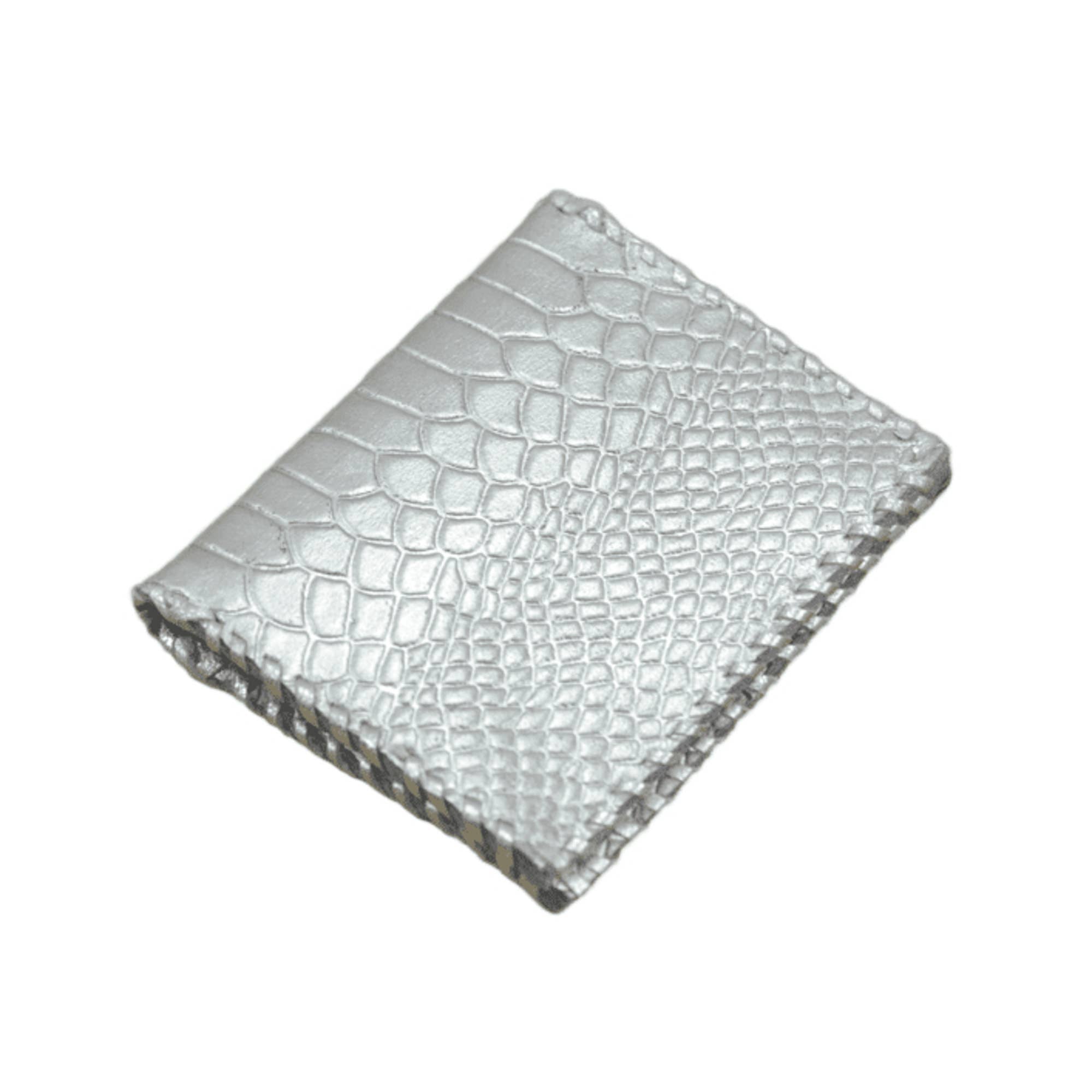 Jane Folding Card Holder - Croc Embossed Leather: Silver - The Collective Park City