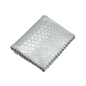 Jane Folding Card Holder - Croc Embossed Leather: Silver - The Collective Park City