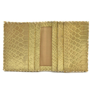 Jane Folding Card Holder - Croc Embossed Leather: Silver - The Collective Park City