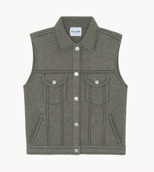 Jess Sleeveless Cashmere Sweater Vest - Khaki Chine - The Collective Park City