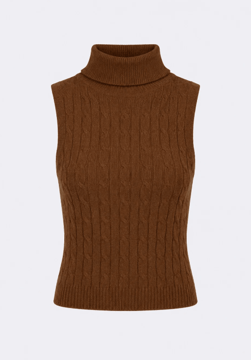 Jodie Sleeveless Sweater Top | Cable-Knit Turtleneck | The