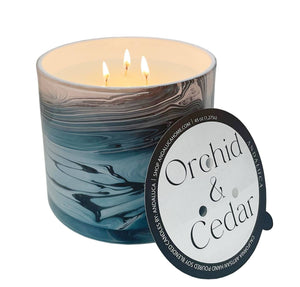 JUMBO Orchid & Cedar 45 oz. Swirl Glass Candle - The Collective Park City