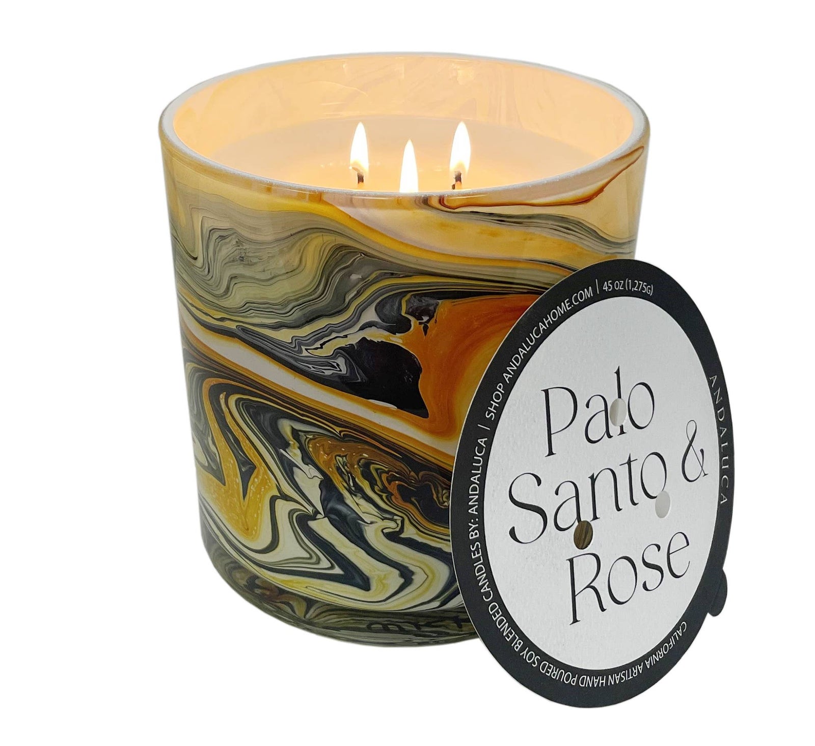 JUMBO Palo Santo & Rose 45 oz. Swirl Glass Candle - The Collective Park City