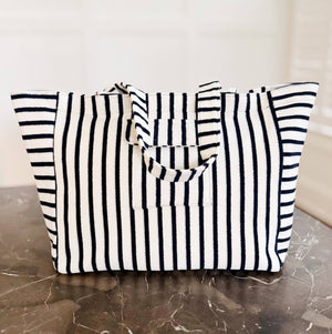 Jumbo Terry Cloth Carryall Striped Beach Bag - The Collective Park City