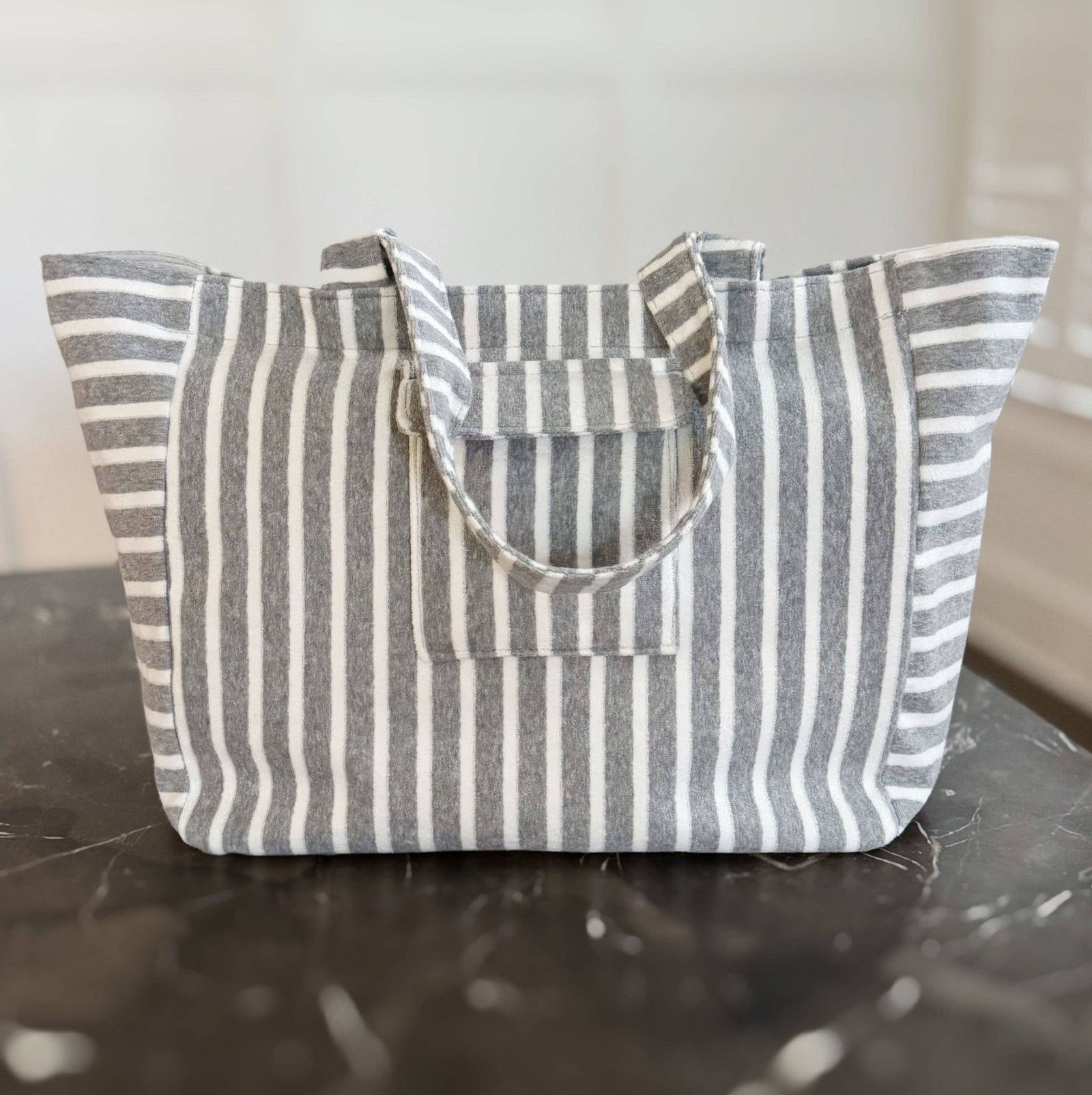 Jumbo Terry Cloth Carryall Striped Beach Bag - The Collective Park City