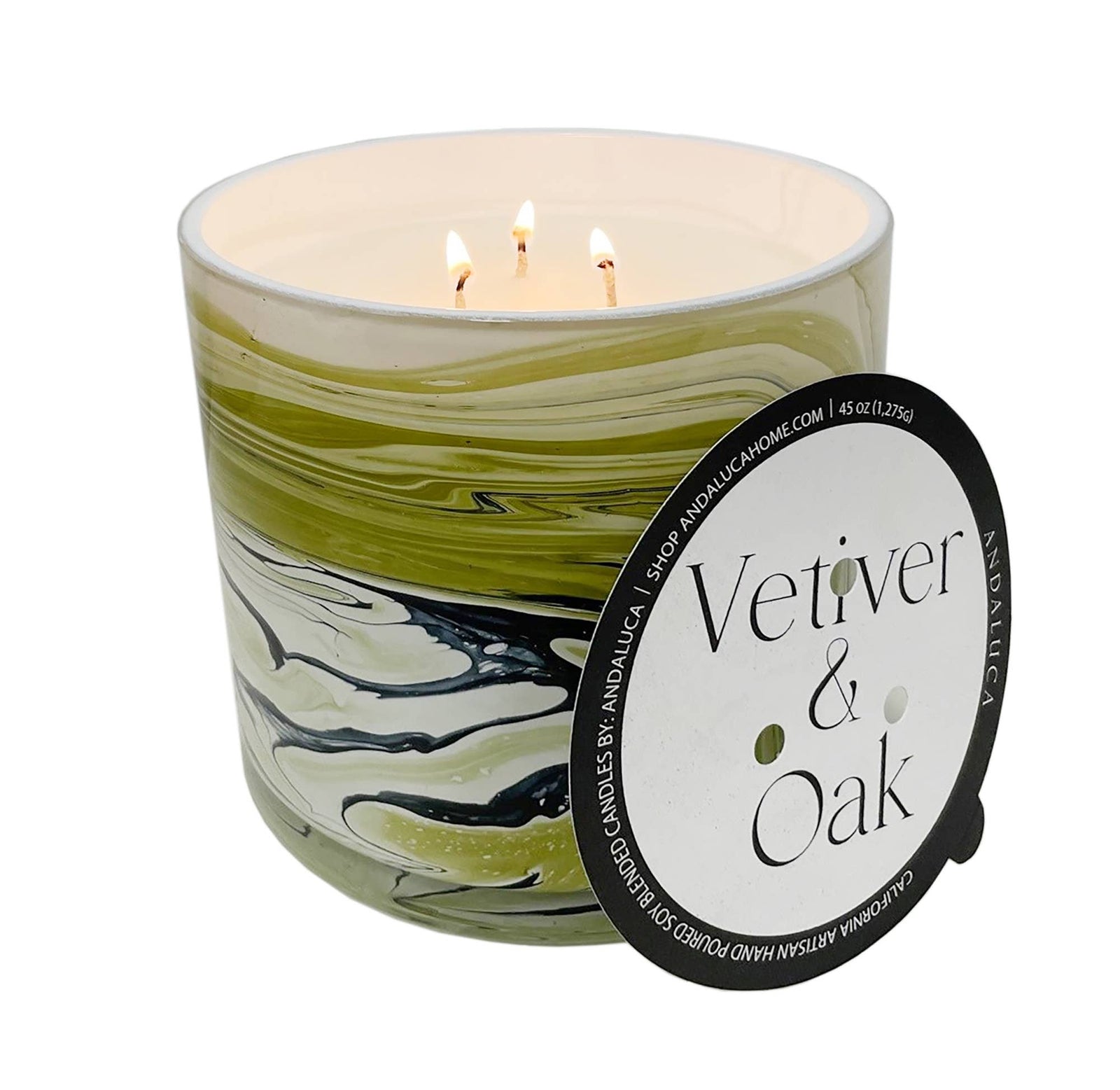 JUMBO Vetiver & Oak 45 oz. Swirl Glass Candle - The Collective Park City